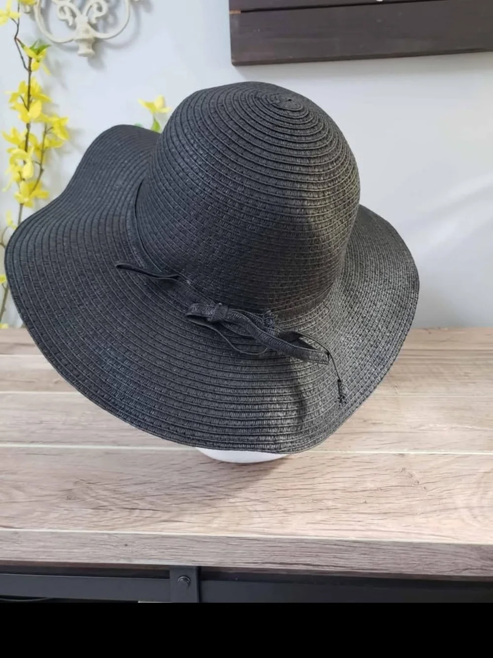 139 New Women's Summer Beach Hat Wide Brim Floppy Foldable for tmTravel Black